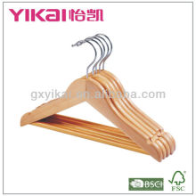 Home use wooden shirt hanger with round bar